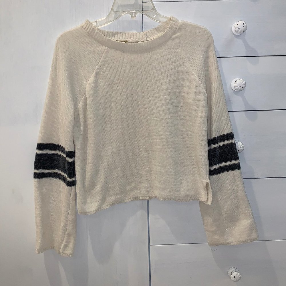 Cream & Gray Chenille Crewneck Sweater